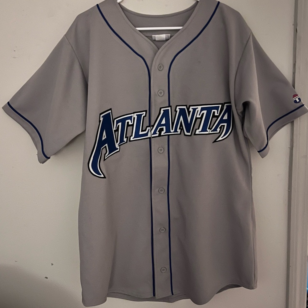 Gray Atlanta baseball jersey teamwork athletic apparel XL